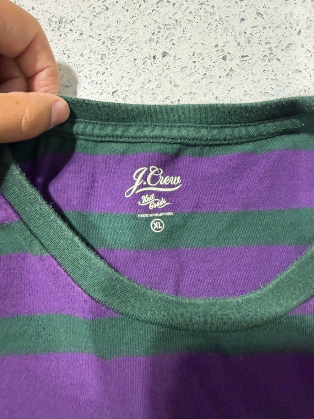 J Crew Purple & Green Striped Crewneck Tee - Picture 3 of 3